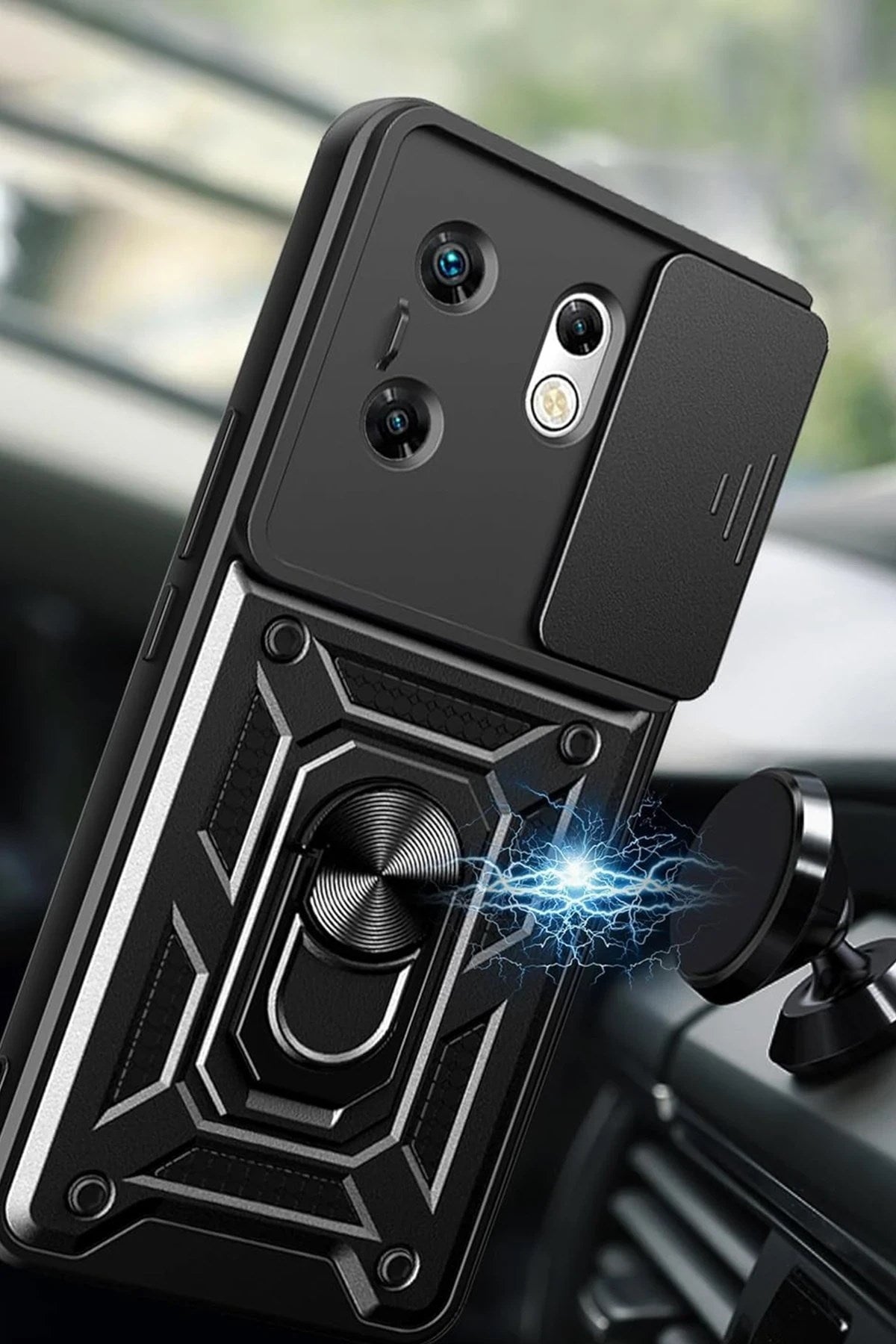 Mey İthalat® İnfinix Zero 30 4G Kılıf Pars Lens Yüzüklü Silikon - Siyah