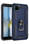 Mey İthalat® Huawei Y5P Kılıf Sofya Yüzüklü Silikon Kapak - Lacivert