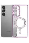 Mey İthalat® Samsung Galaxy S26 Joke Simli Magneticsafe Kılıf - Derin Mor