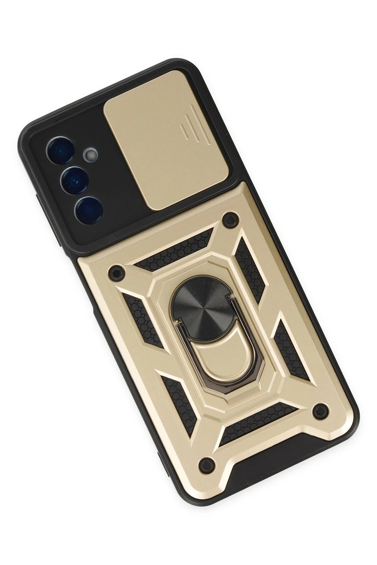 Mey İthalat® Samsung Galaxy A04S Kılıf Pars Lens Yüzüklü Silikon - Gold