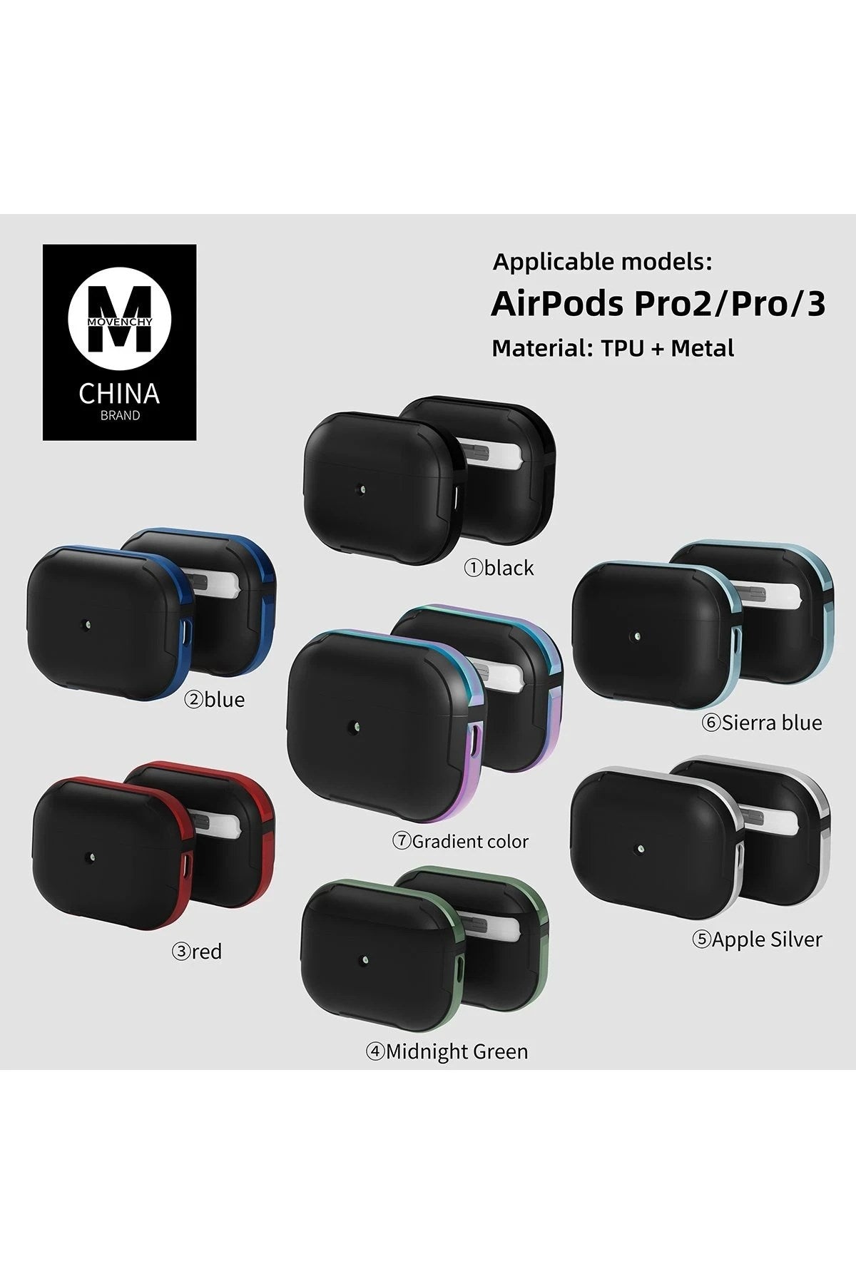 Mey İthalat® Airpods Pro 2 (2.nesil) MO-A8 Armor Kılıf - Rainbow