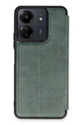 Mey İthalat® Redmi 13C Kılıf Flip Cover - Koyu Yeşil