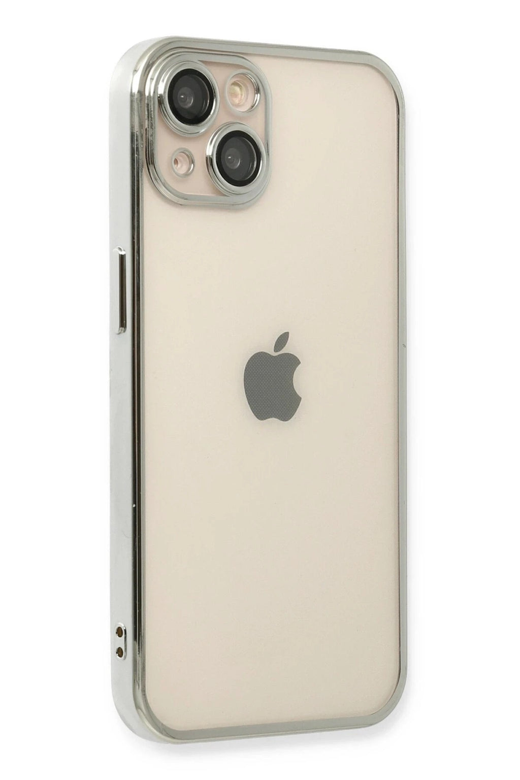 Mey İthalat® iPhone 14 Kılıf Lensli Silikon - Gümüş