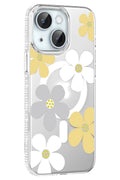 Mey İthalat® iPhone 14 Floral Magsafe Kapak - Sarı