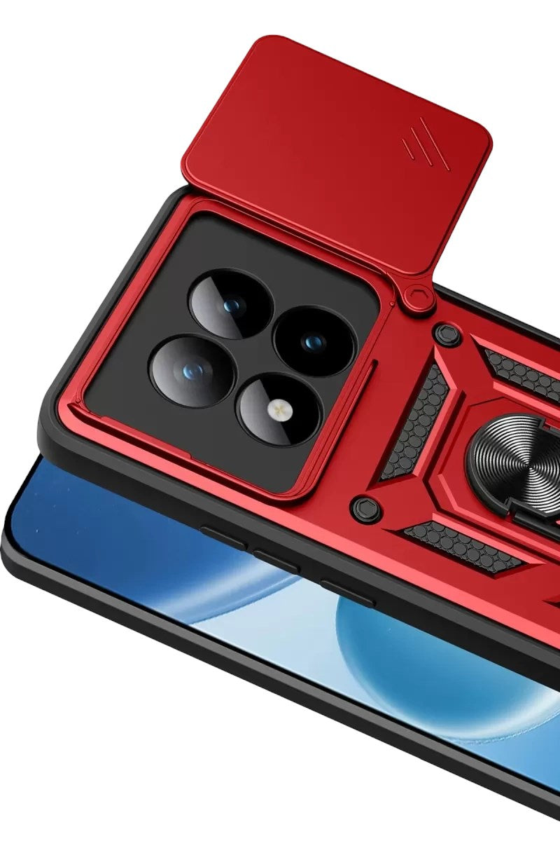 Mey İthalat® Redmi Note 15 Pro 5G Pars Lens Yüzüklü Silikon - Kırmızı