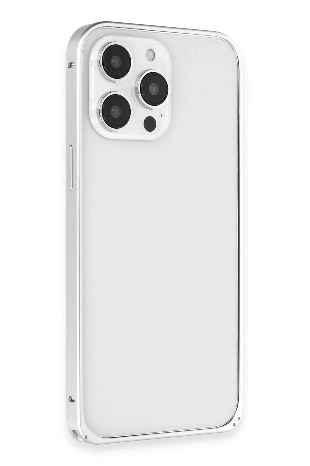 Mey İthalat® iPhone 15 Pro Max Metal Bumper Mat Kapak - Gümüş