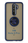 Mey İthalat® Redmi Note 8 Pro Kılıf Montreal Yüzüklü Silikon Kapak - Lacivert