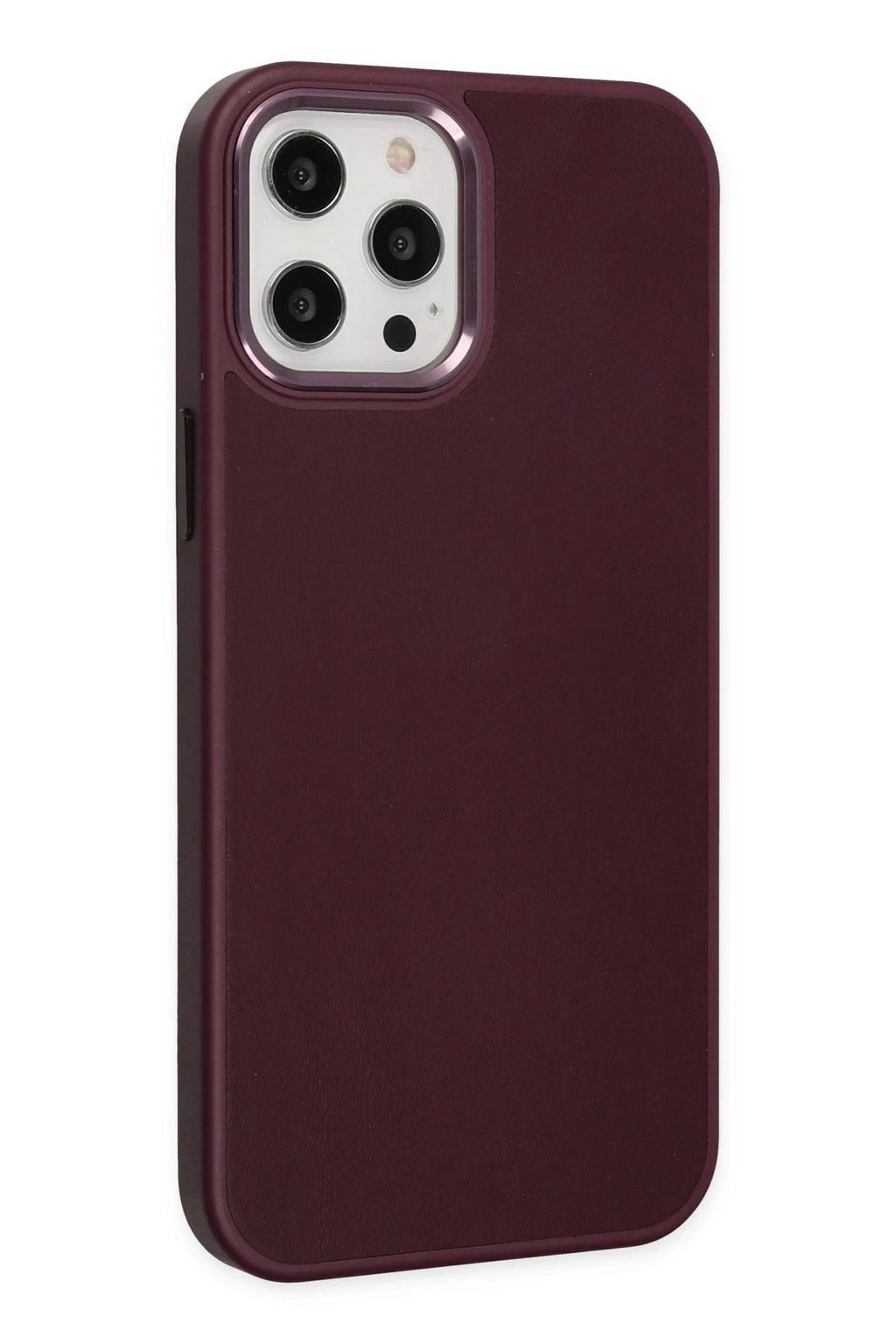 Mey İthalat® iPhone 12 Pro Max Kılıf Asya Deri Silikon - Mürdüm
