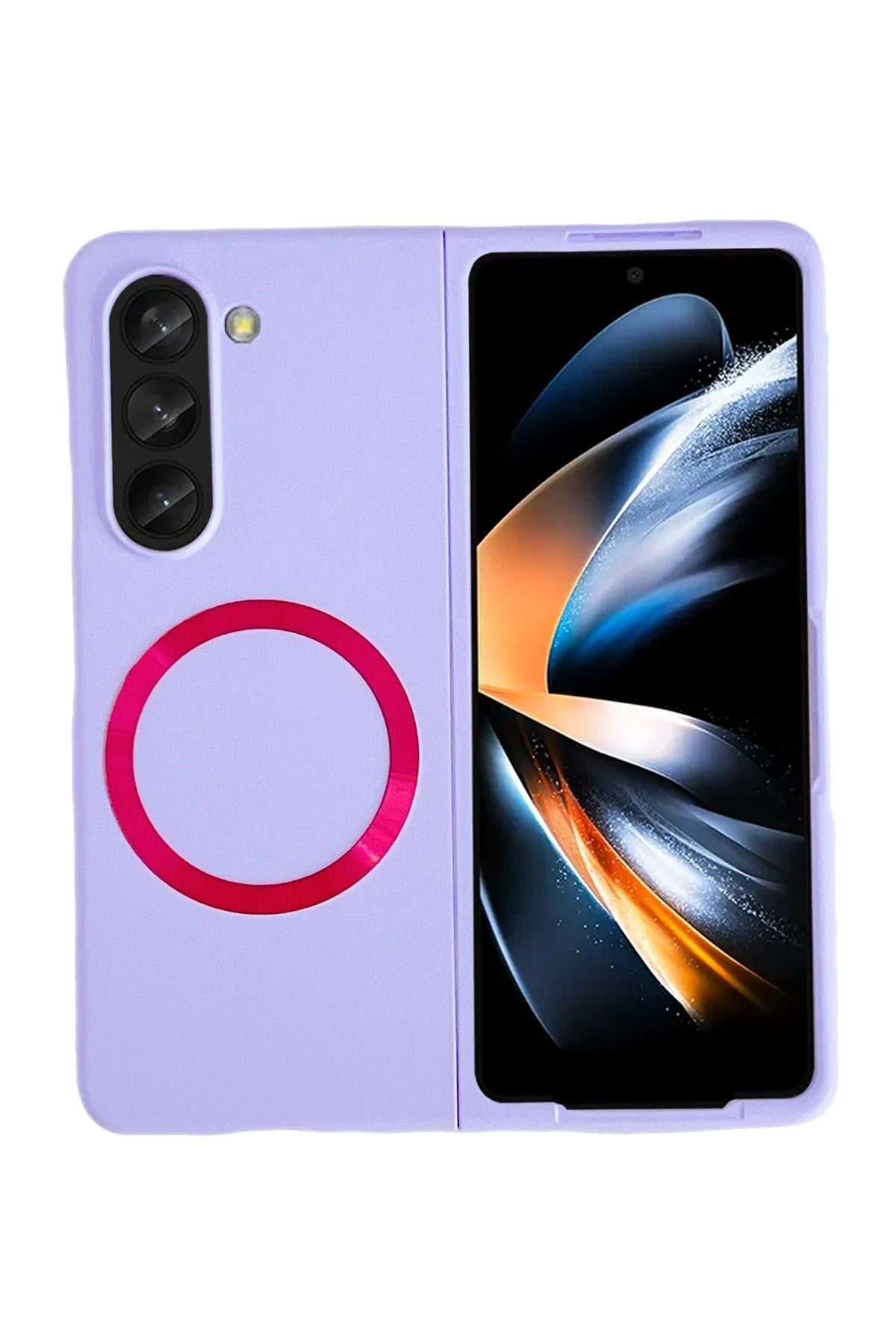 Mey İthalat® Samsung Galaxy Z Fold 5 Kılıf Mata Fold Kapak - Lila