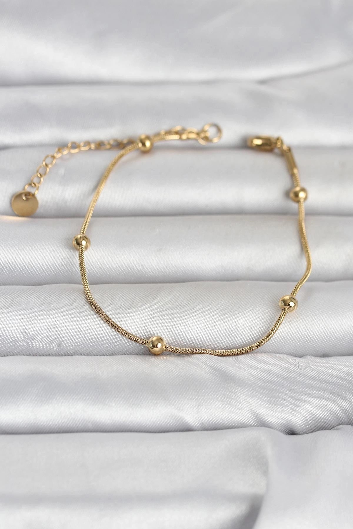 Mey İthalat® 316L Çelik Gold Renk Top Zincirli Kadın Bileklik