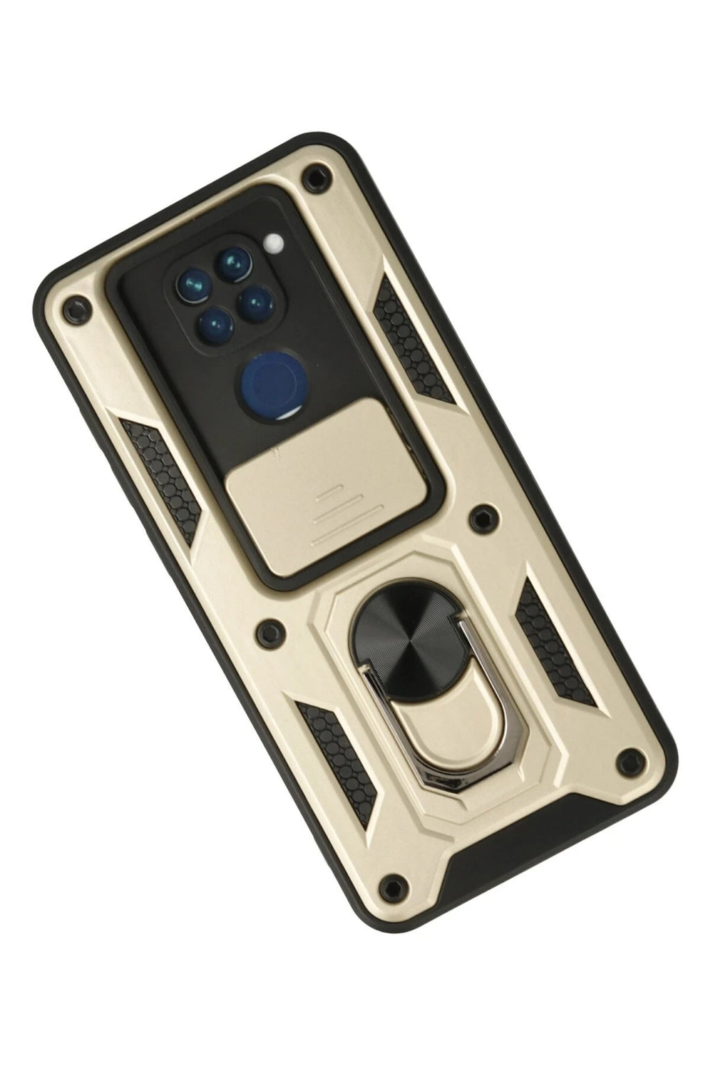 Mey İthalat® Redmi Note 9 Kılıf Pars Lens Yüzüklü Silikon - Gold