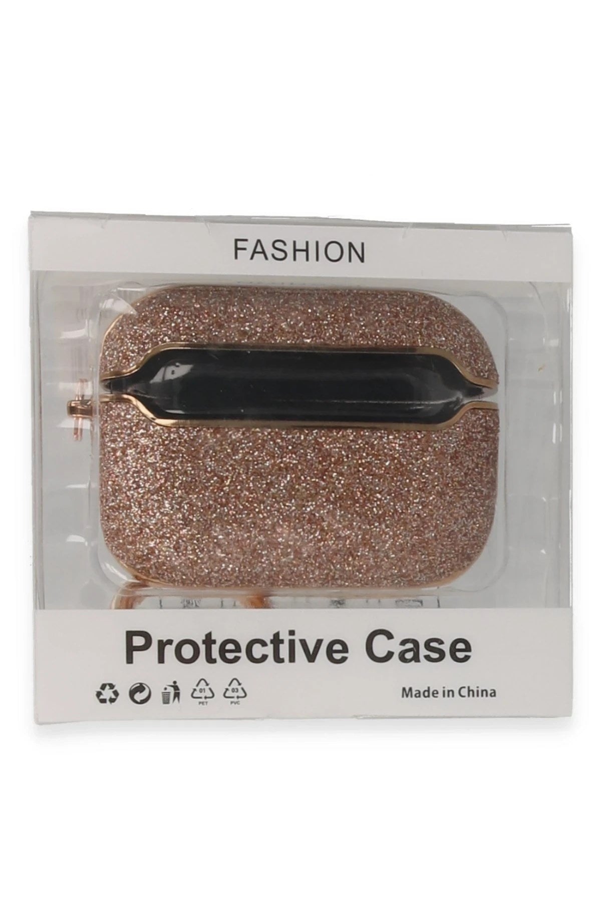 Mey İthalat® Airpods Pro (1.nesil) Spell Simli Kılıf - Rose Gold