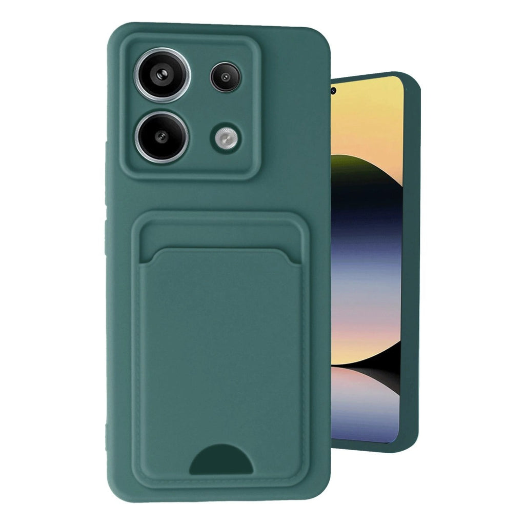 Mey İthalat® Redmi Note 13 Pro 5G Kılıf Kelvin Kartvizitli Silikon - Koyu Yeşil
