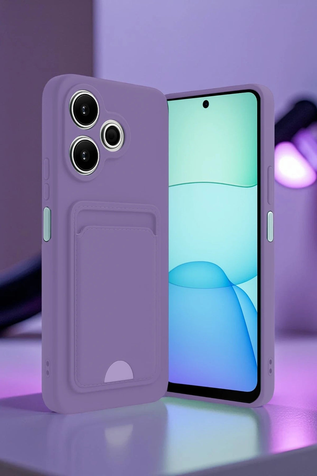 Mey İthalat® Redmi 13 4G Kılıf Kelvin Kartvizitli Silikon - Açık Yeşil