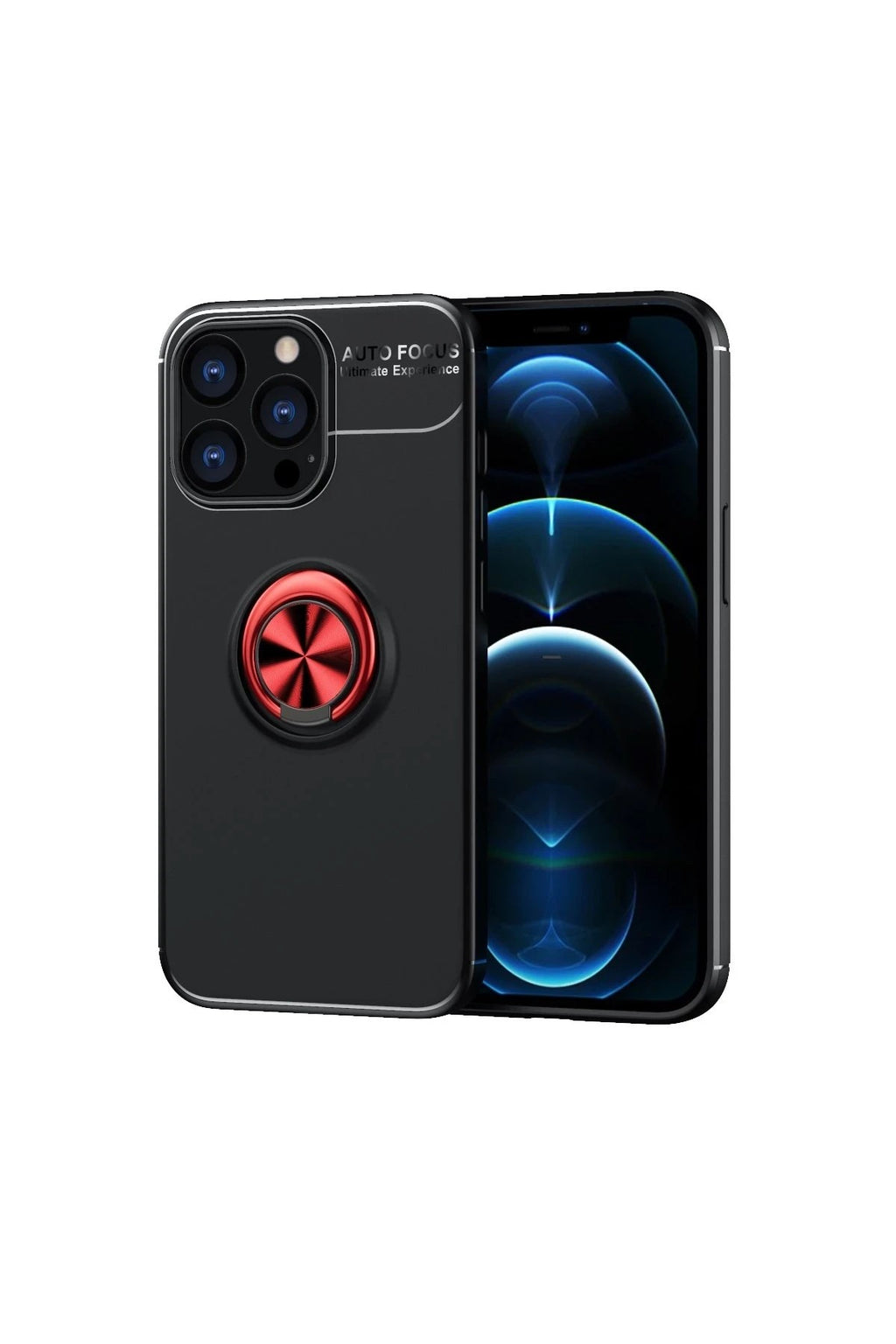 Mey İthalat® iPhone 13 Pro Max Kılıf Range Yüzüklü Silikon - Siyah-Kırmızı
