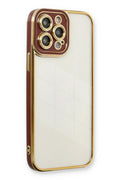 Mey İthalat® iPhone 13 Pro Kılıf Liva Lens Silikon - Bordo