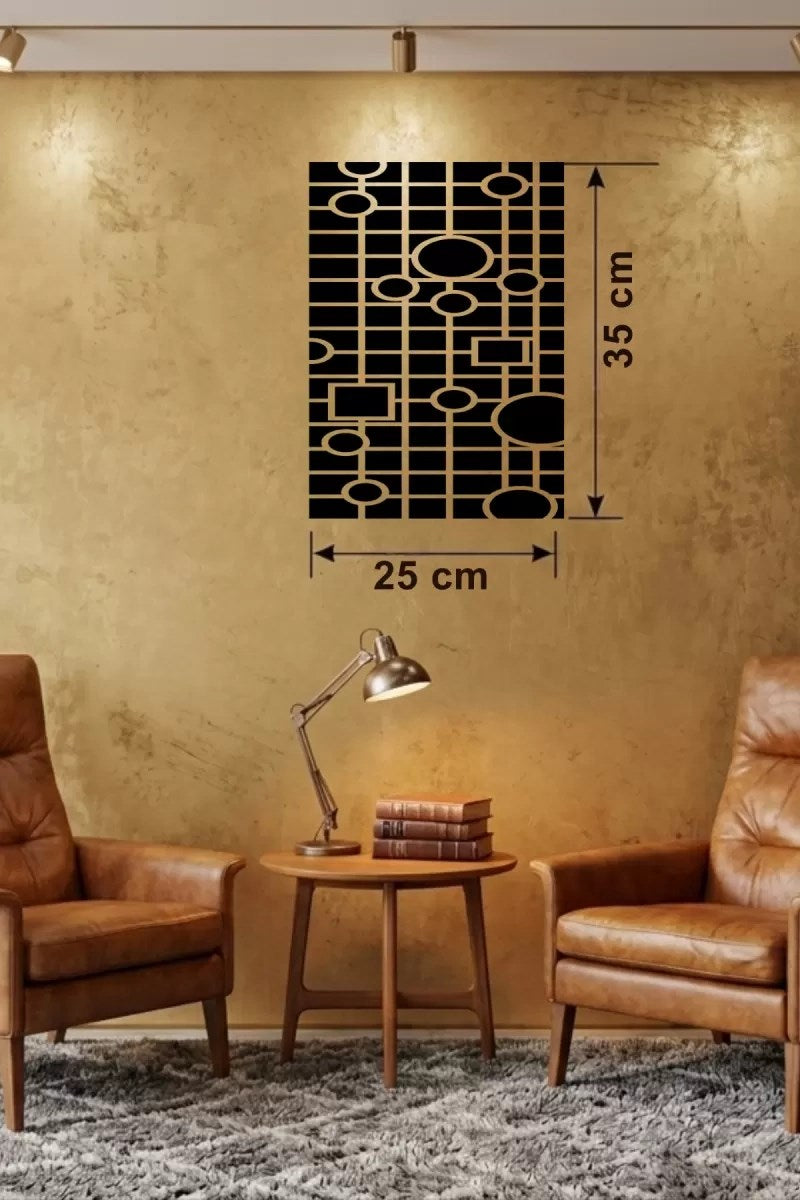 Mey İthalat® Modern Geometrik Desenli Ahşap Duvar Tablosu - 25x35 cm Dekoratif Pano