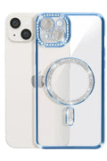 Mey İthalat® iPhone 15 Kılıf Joke Simli Magneticsafe Kılıf - Mavi