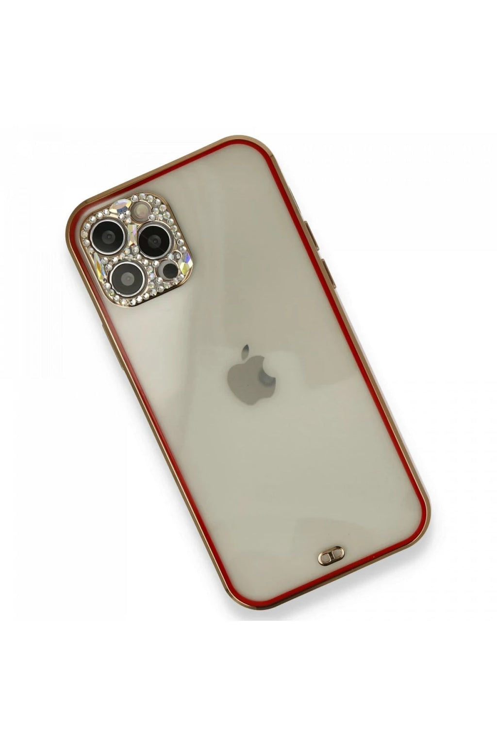 Mey İthalat® iPhone 12 Pro Kılıf Liva Taşlı Silikon - Kırmızı
