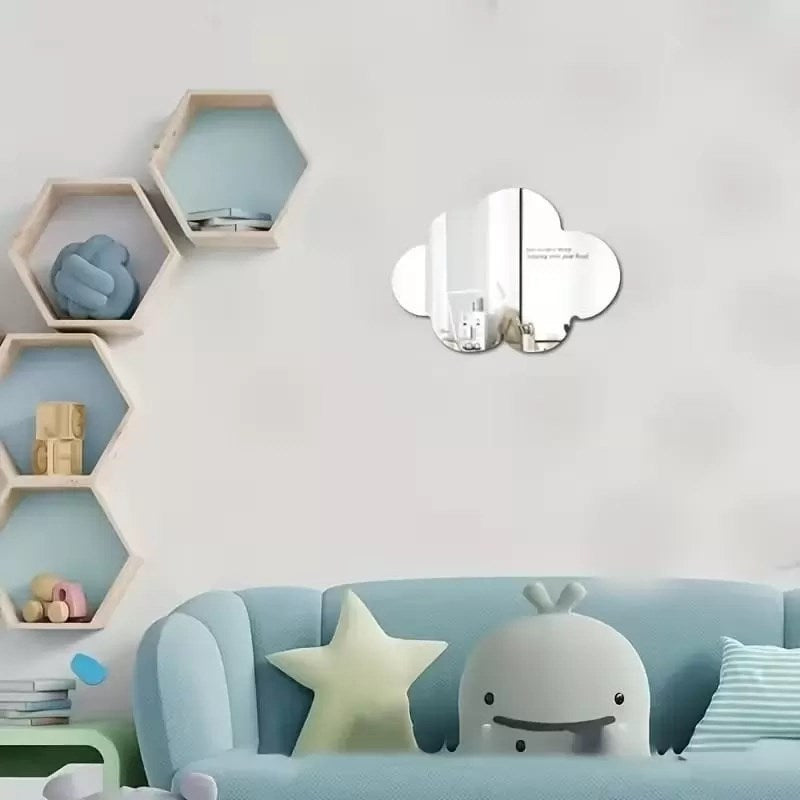 Mey İthalat® 30x20 cm Bulut Formlu Kırılmaz Pleksi Duvar Aynası - Çocuk Odası Güvenli Ayna