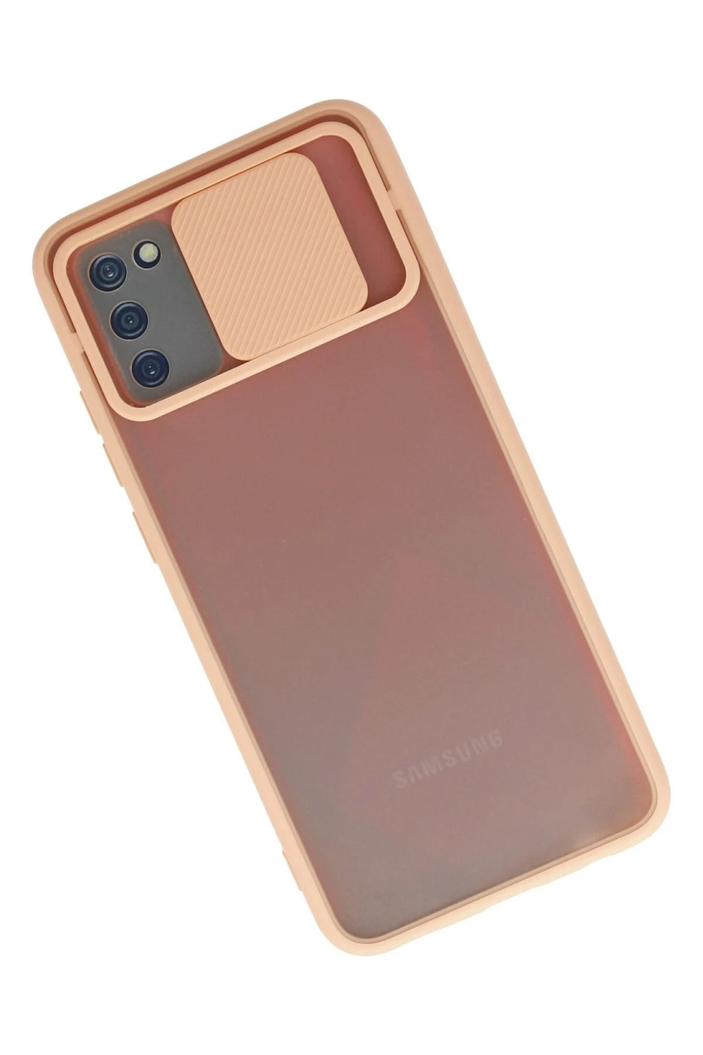 Mey İthalat® Samsung Galaxy A02S Kılıf Palm Buzlu Kamera Sürgülü Silikon - Pembe