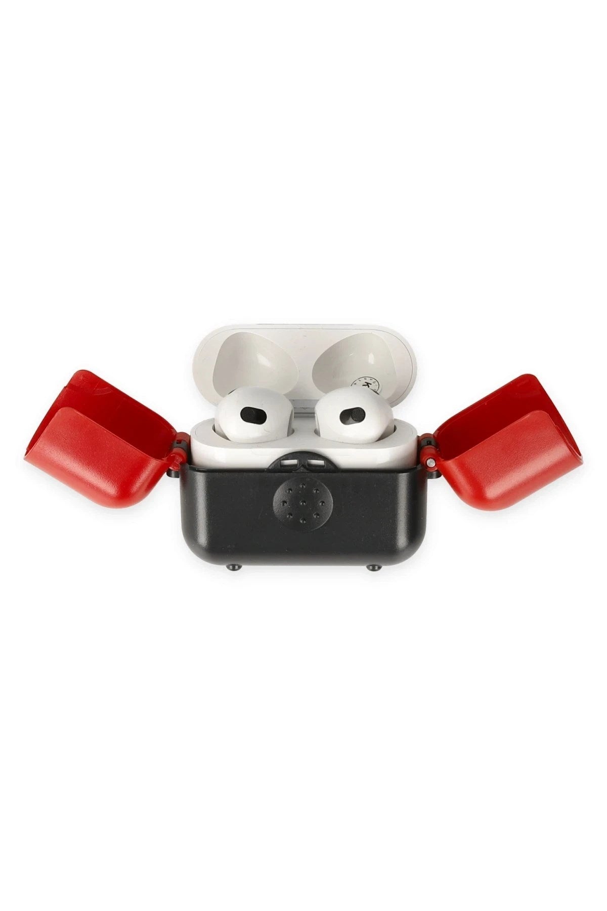 Mey İthalat® Airpods 3 (3.nesil) Basmalı Kılıf - Siyah-Kırmızı