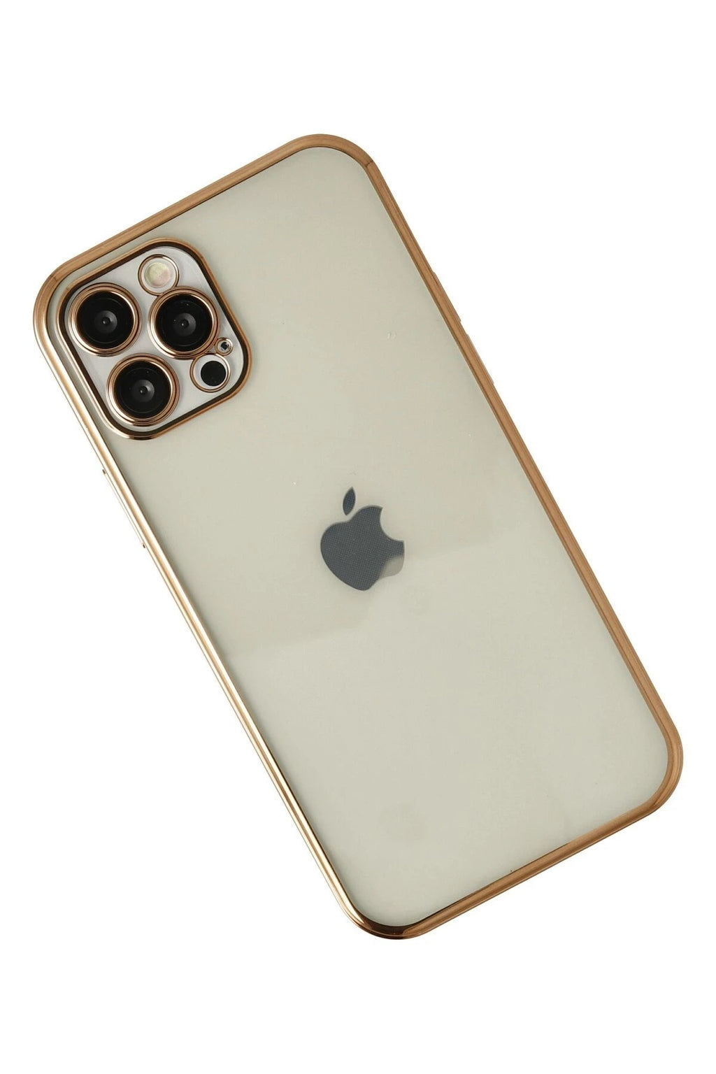 Mey İthalat® iPhone 12 Pro Max Kılıf Lensli Silikon - Gold