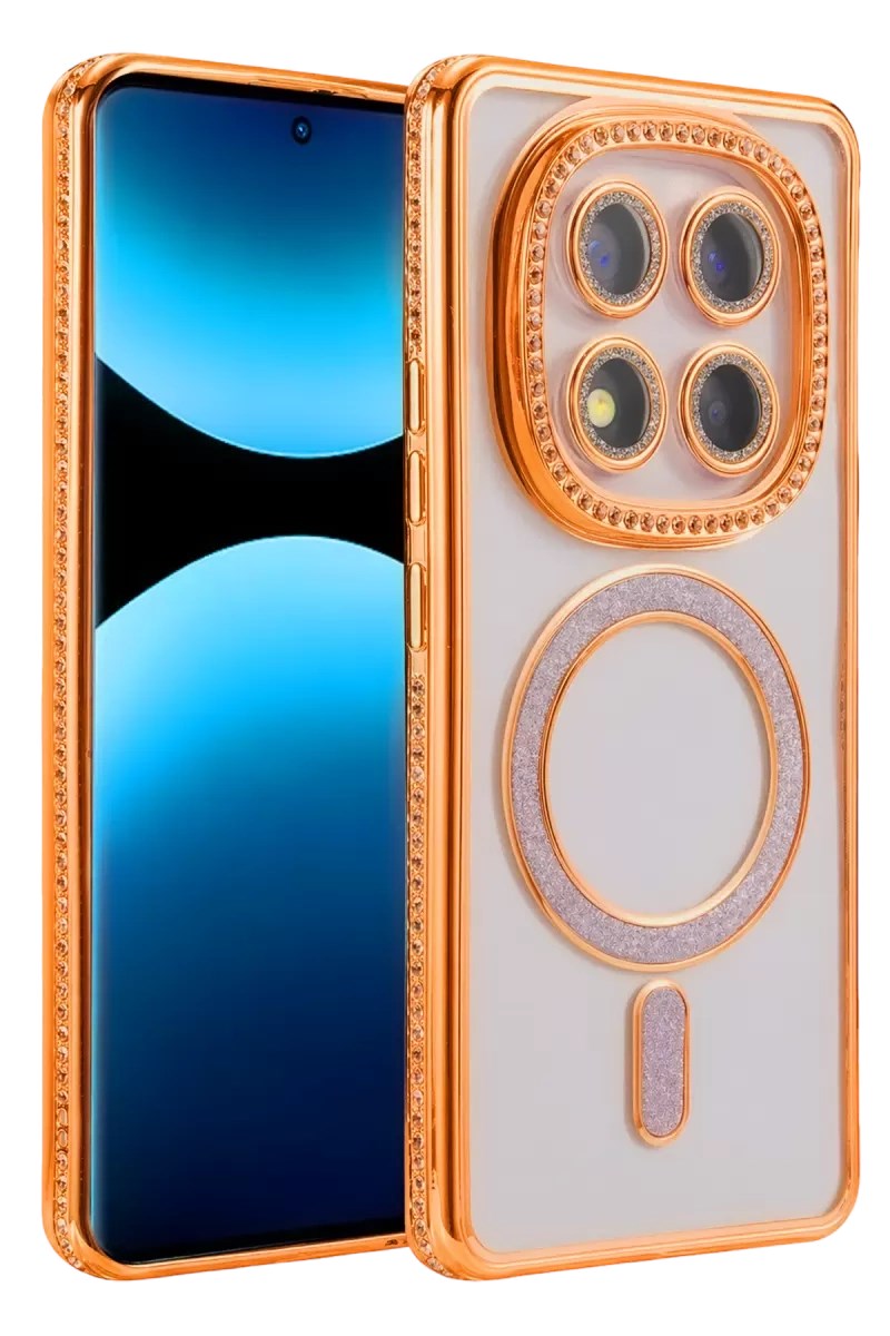 Mey İthalat® Redmi Note 15 Pro Plus 5G Joke Simli Magneticsafe Kılıf - Turuncu