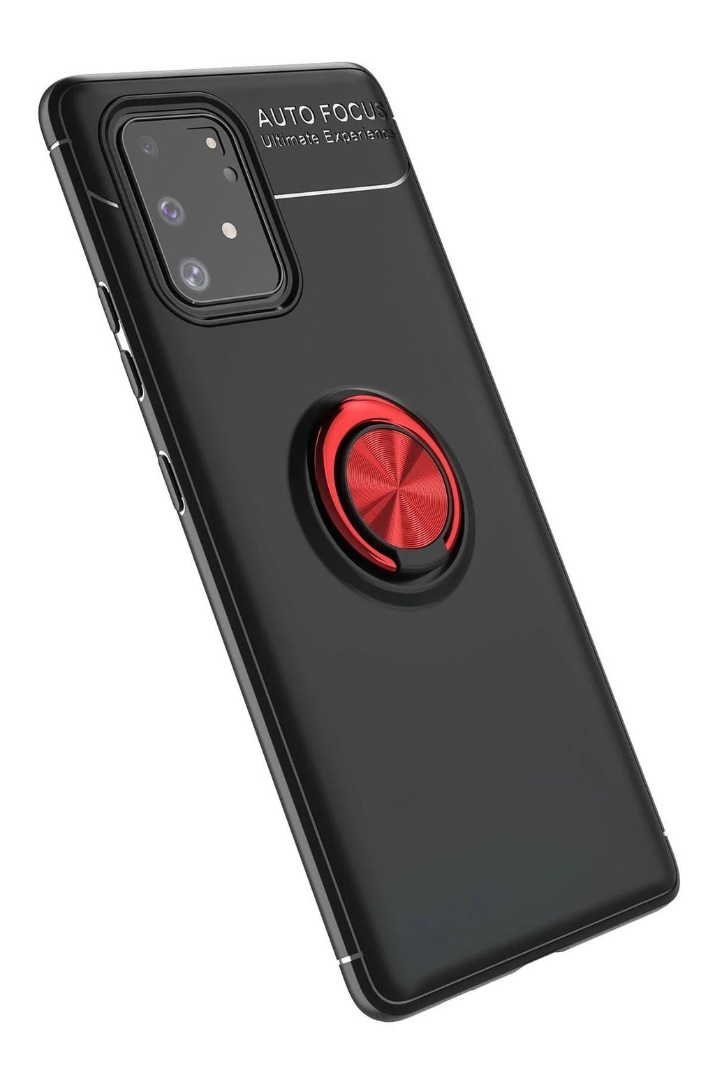 Mey İthalat® Samsung Galaxy A91 / S10 Lite Kılıf Range Yüzüklü Silikon - Siyah-Kırmızı