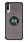 Mey İthalat® Samsung Galaxy A70 Kılıf Montreal Yüzüklü Silikon Kapak - Yeşil