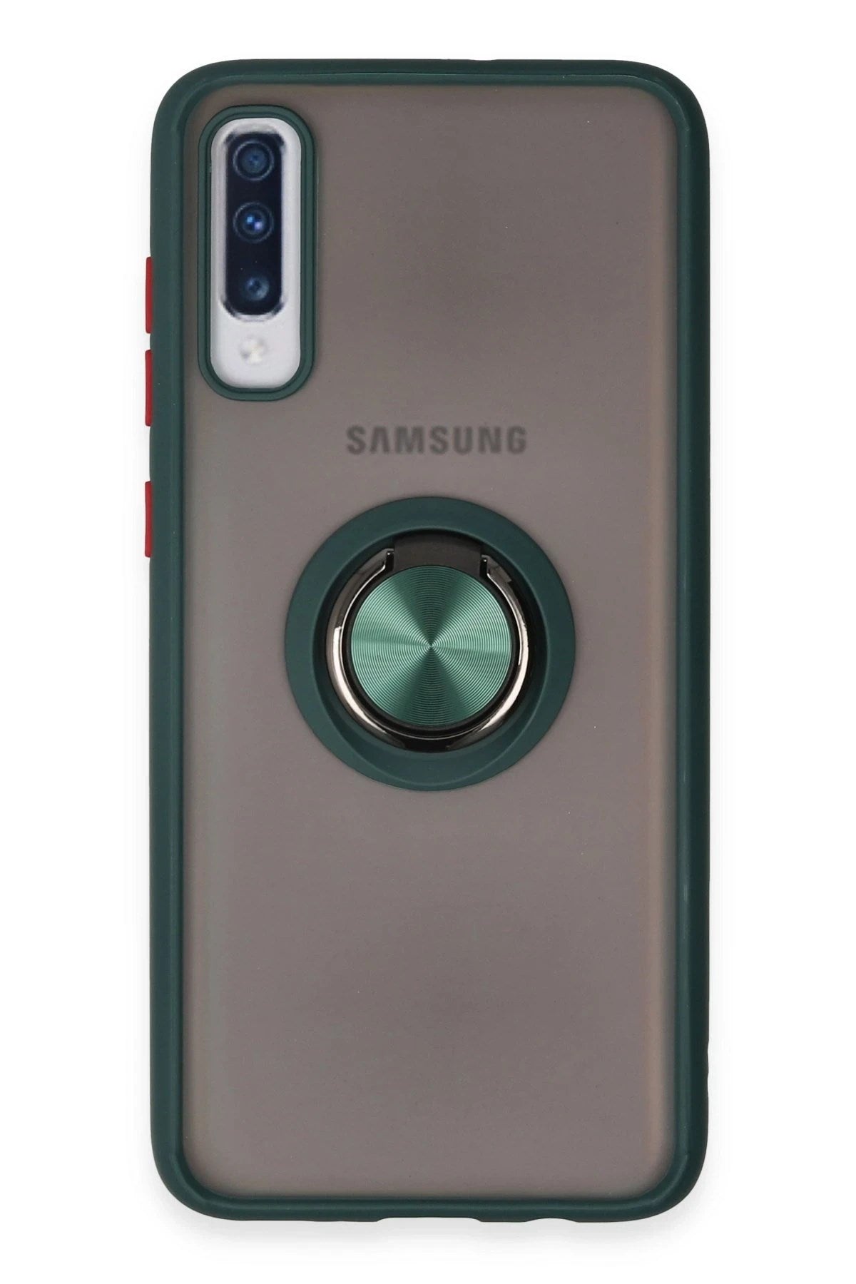 Mey İthalat® Samsung Galaxy A70 Kılıf Montreal Yüzüklü Silikon Kapak - Yeşil