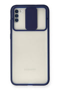Mey İthalat® Samsung Galaxy A11 Kılıf Palm Buzlu Kamera Sürgülü Silikon - Lacivert