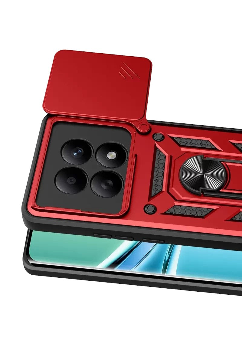 Mey İthalat® Redmi Note 15 4G Pars Lens Yüzüklü Silikon - Kırmızı