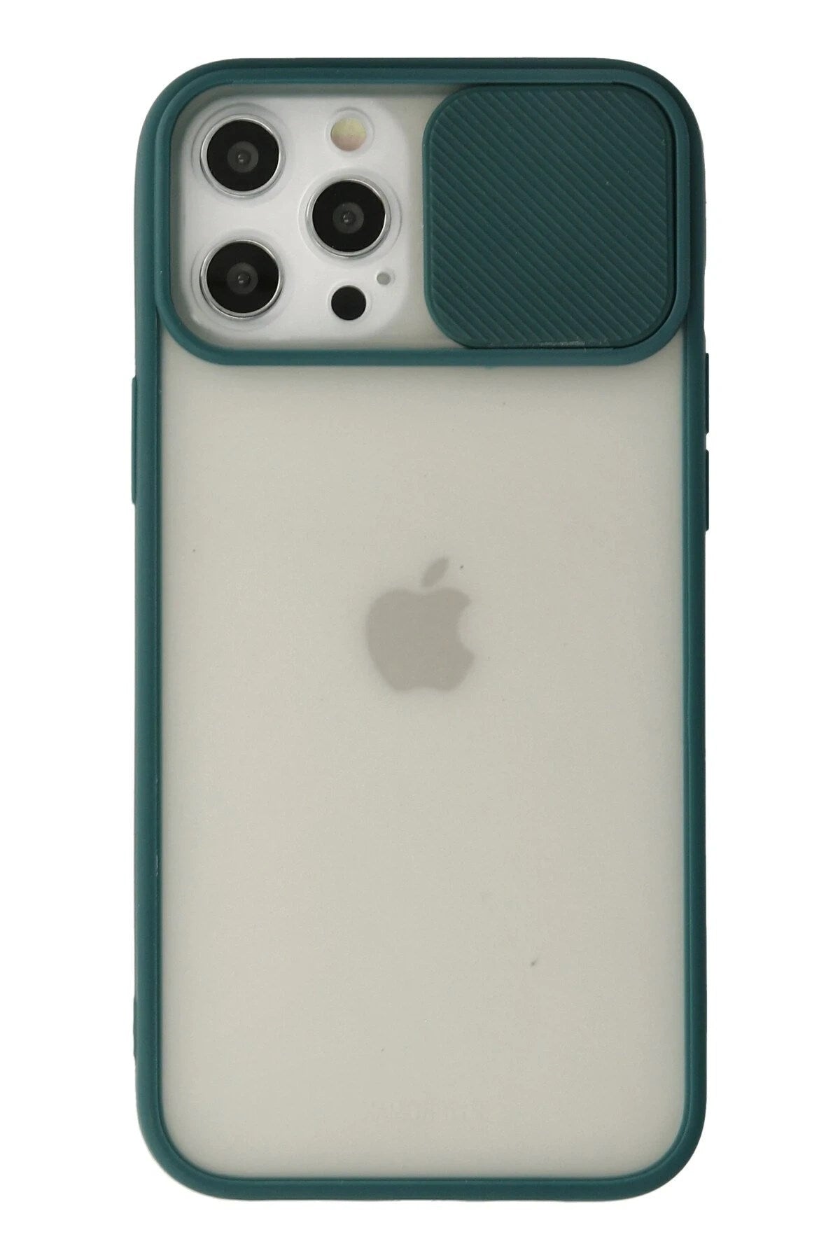 Mey İthalat® iPhone 12 Pro Max Kılıf Palm Buzlu Kamera Sürgülü Silikon - Yeşil