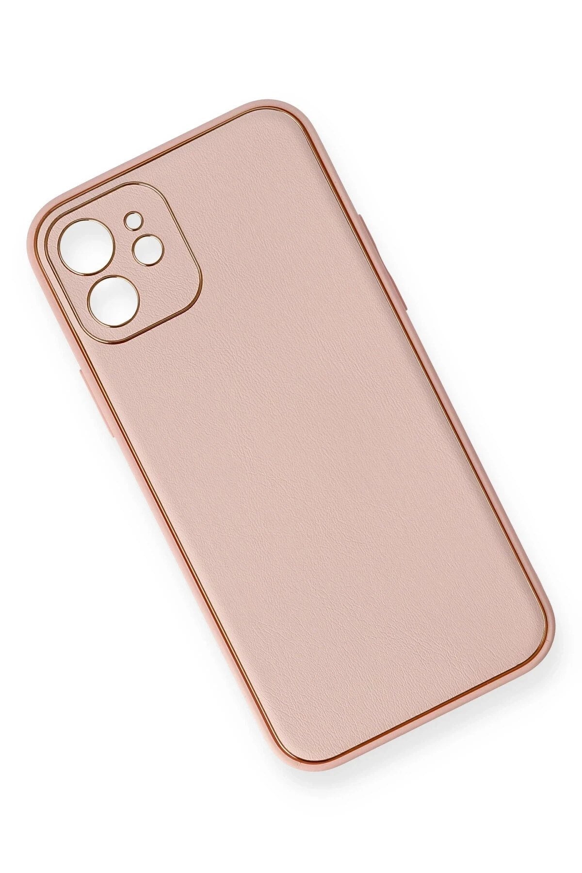 Mey İthalat® iPhone 12 Kılıf Coco Deri Silikon Kapak - Pembe