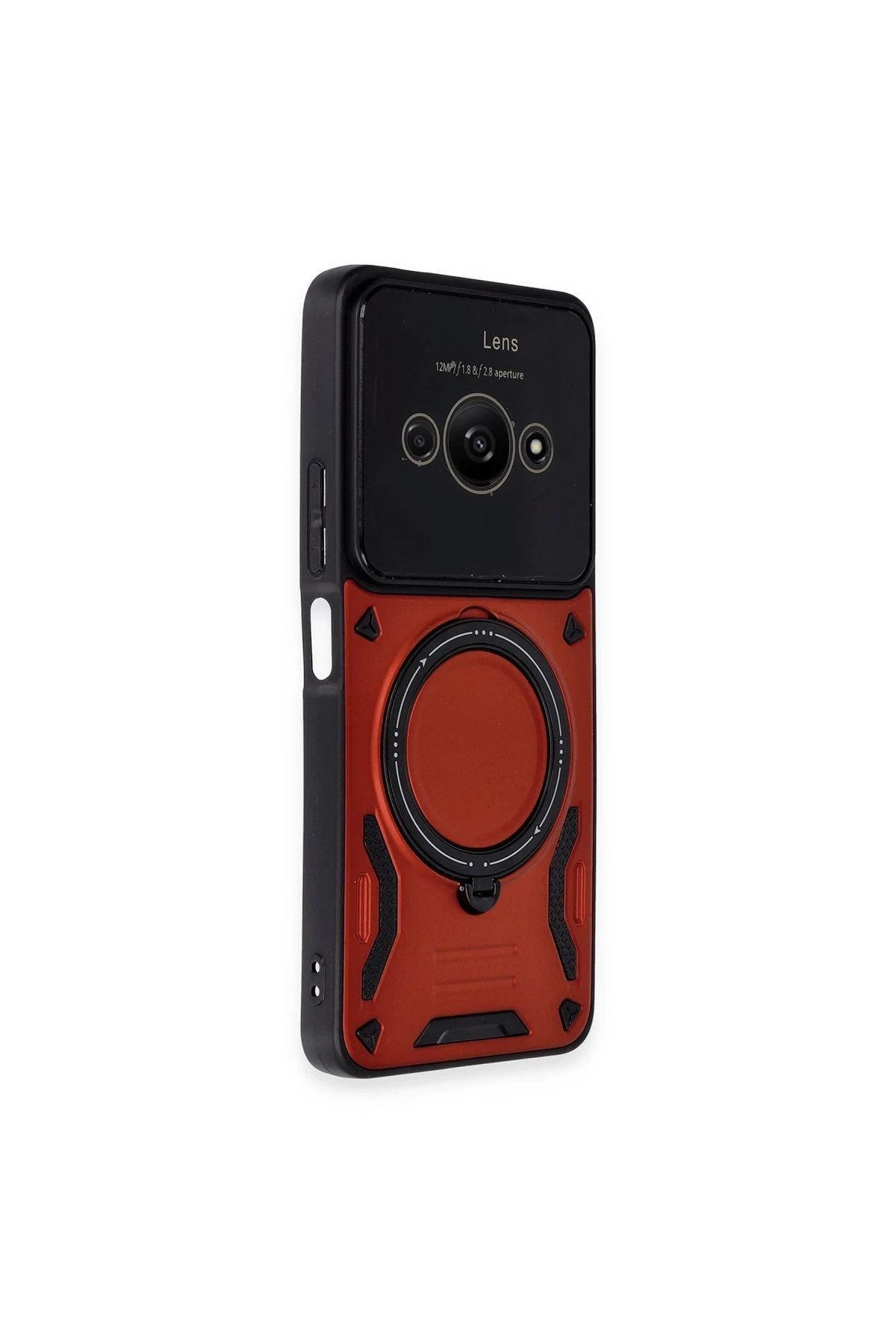Mey İthalat® Poco C61 Kılıf Joy Lens Standlı Kapak - Kırmızı
