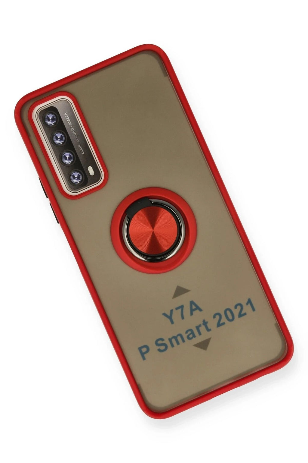 Mey İthalat® Huawei P Smart 2021 Kılıf Montreal Yüzüklü Silikon Kapak - Kırmızı