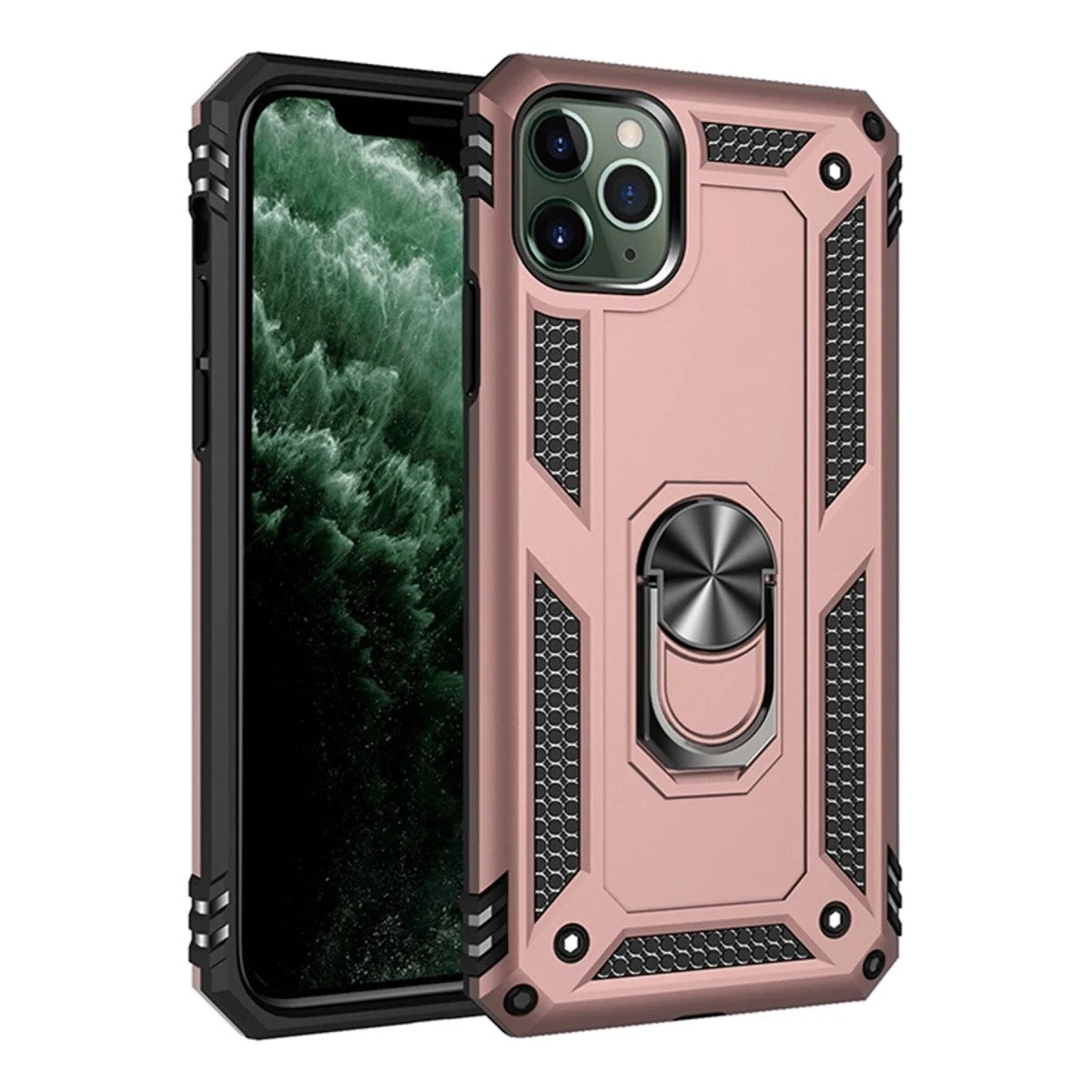 Mey İthalat® iPhone 11 Pro Max Kılıf Sofya Yüzüklü Silikon Kapak - Rose