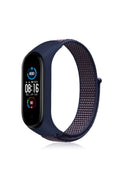Mey İthalat® Mi Band 4 Hasırlı Cırtcırtlı Kordon - Lacivert-Mor