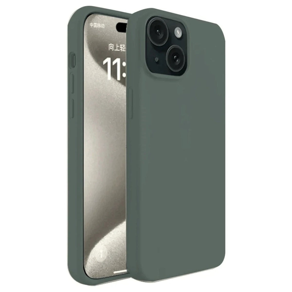 Mey İthalat® iPhone 15 Kılıf First Silikon - Koyu Yeşil