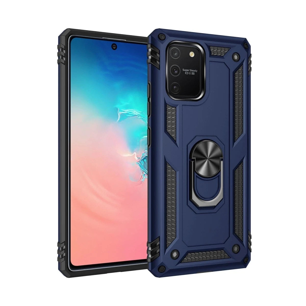 Mey İthalat® Samsung Galaxy A91 / S10 Lite Kılıf Sofya Yüzüklü Silikon Kapak - Lacivert
