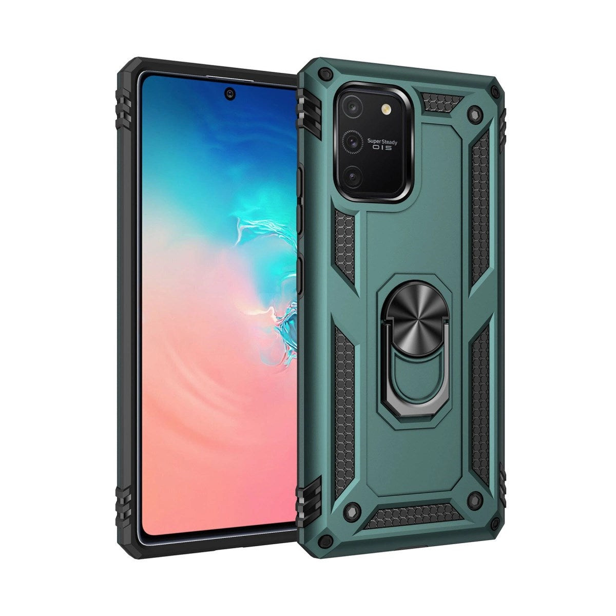 Mey İthalat® Samsung Galaxy A91 / S10 Lite Kılıf Sofya Yüzüklü Silikon Kapak - Yeşil