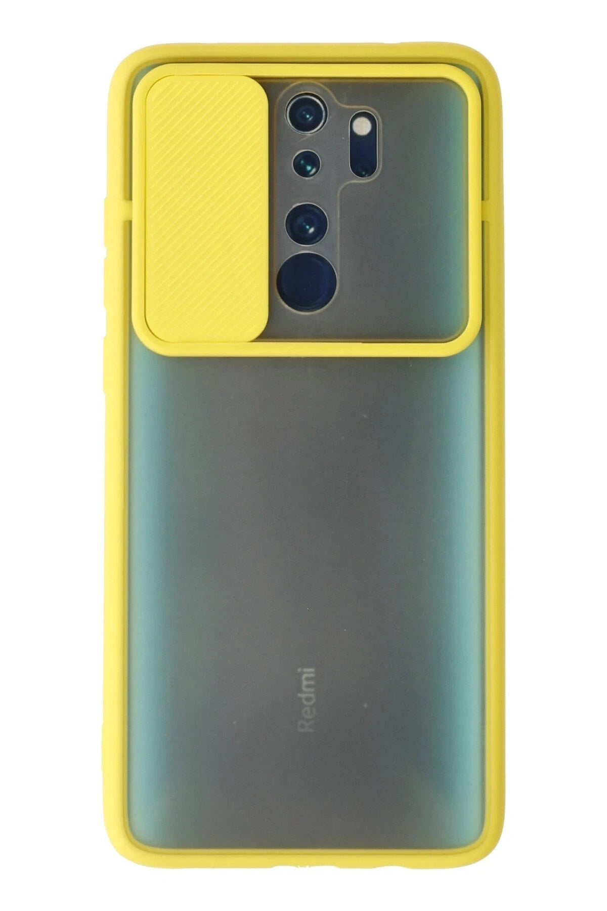 Mey İthalat® Redmi Note 8 Pro Kılıf Palm Buzlu Kamera Sürgülü Silikon - Sarı