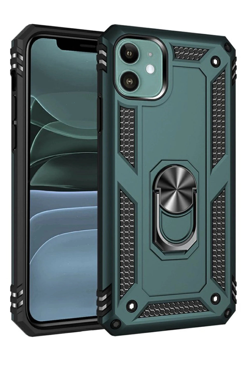 Mey İthalat® iPhone 11 Kılıf Sofya Yüzüklü Silikon Kapak - Yeşil