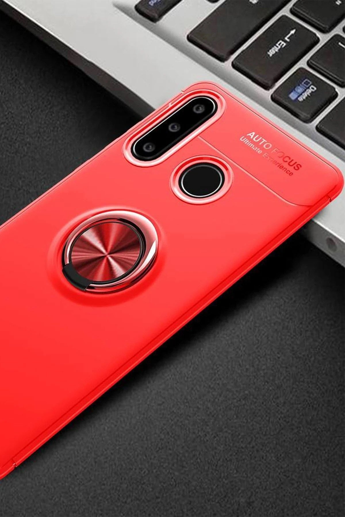 Mey İthalat® Huawei Y6P Kılıf Range Yüzüklü Silikon - Kırmızı