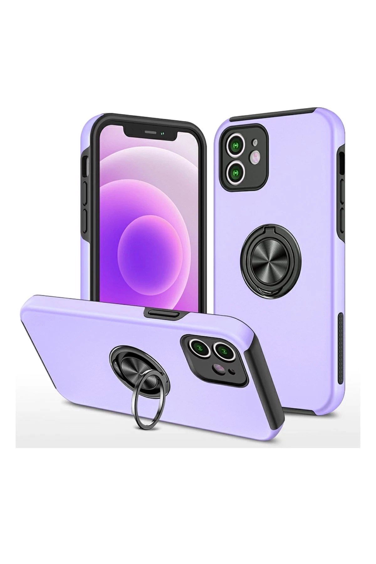Mey İthalat® iPhone 12 Mini Kılıf Elit Yüzüklü Kapak - Mor