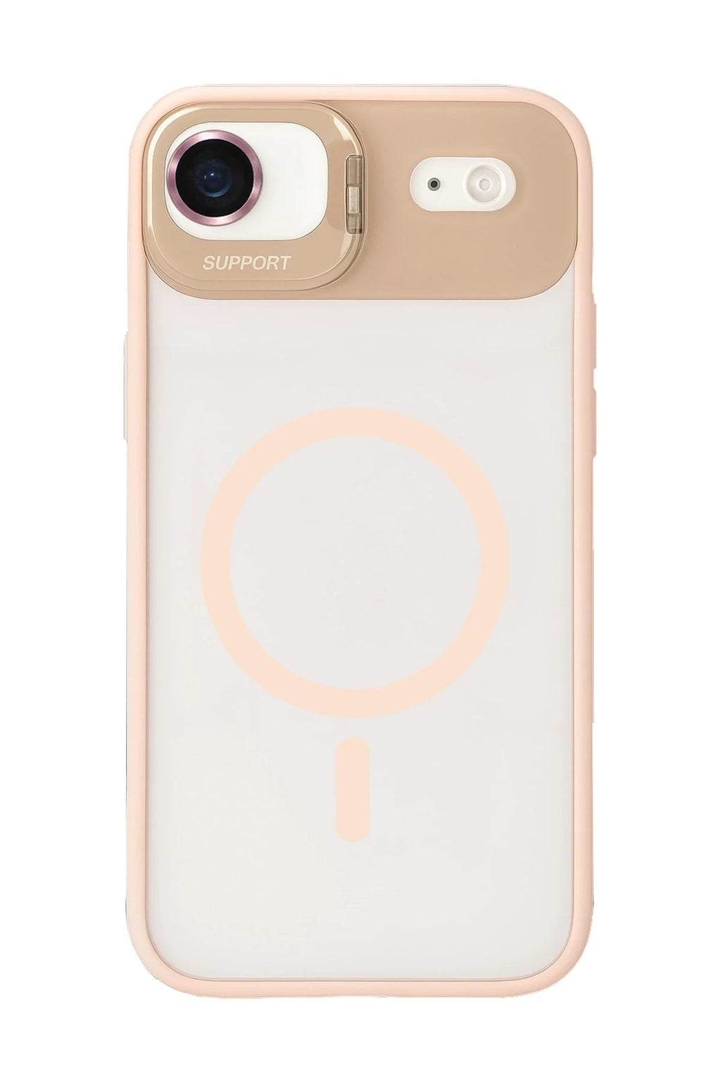 Mey İthalat® iPhone 17 Air Remim Lensli Magsafe Standlı Kapak - Pembe