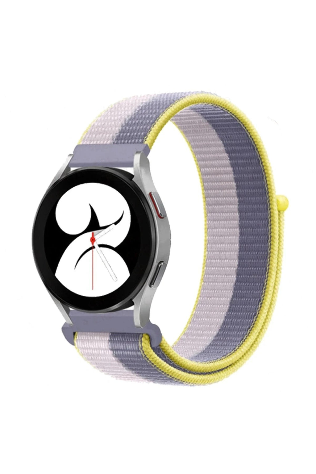Mey İthalat® Samsung Galaxy Watch 4 Hasırlı Cırtcırtlı Kordon - Gri-Beyaz