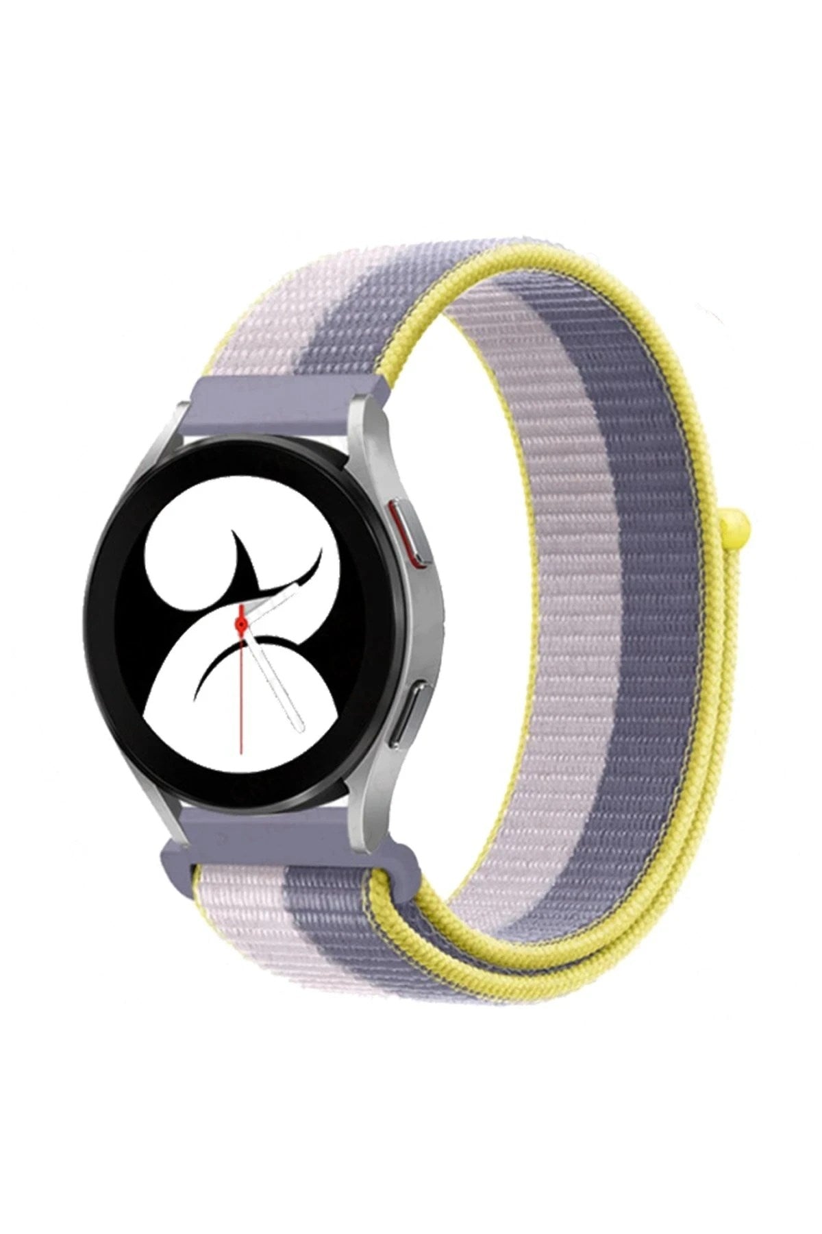 Mey İthalat® Samsung Galaxy Watch 4 Hasırlı Cırtcırtlı Kordon - Gri-Beyaz