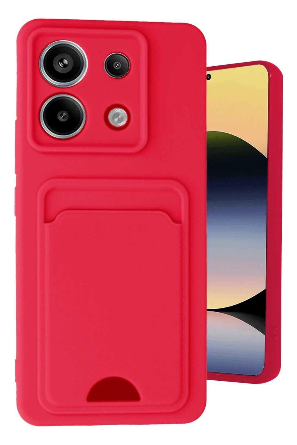 Mey İthalat® Redmi Note 13 Pro 5G Kılıf Kelvin Kartvizitli Silikon - Kırmızı